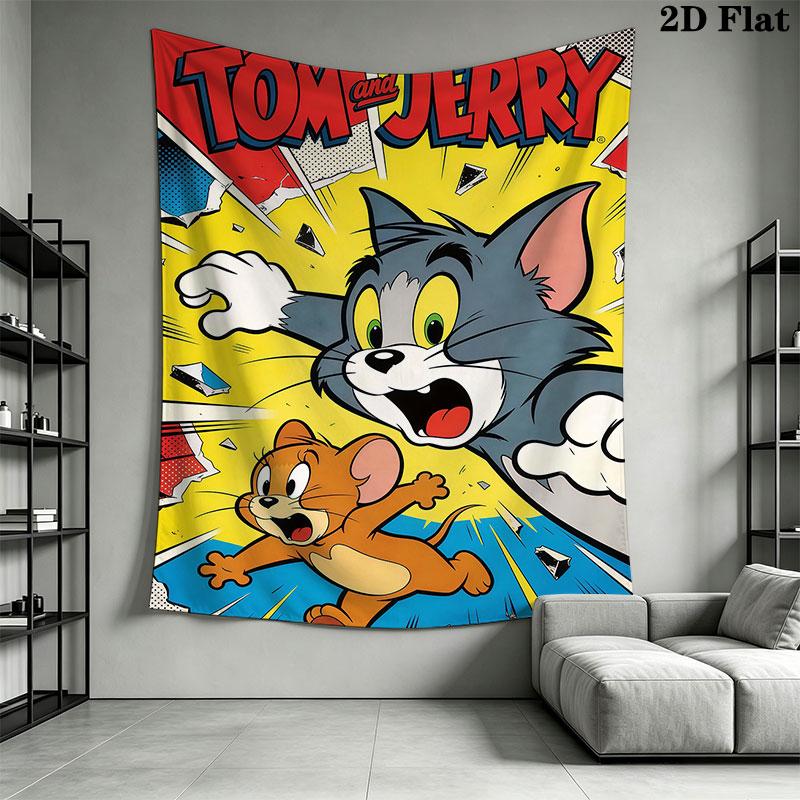 Tom and Jerry B Wall Hanging Printed Fabric Blanket Decorative Tapestries for Bedroom Living Room Home Decor