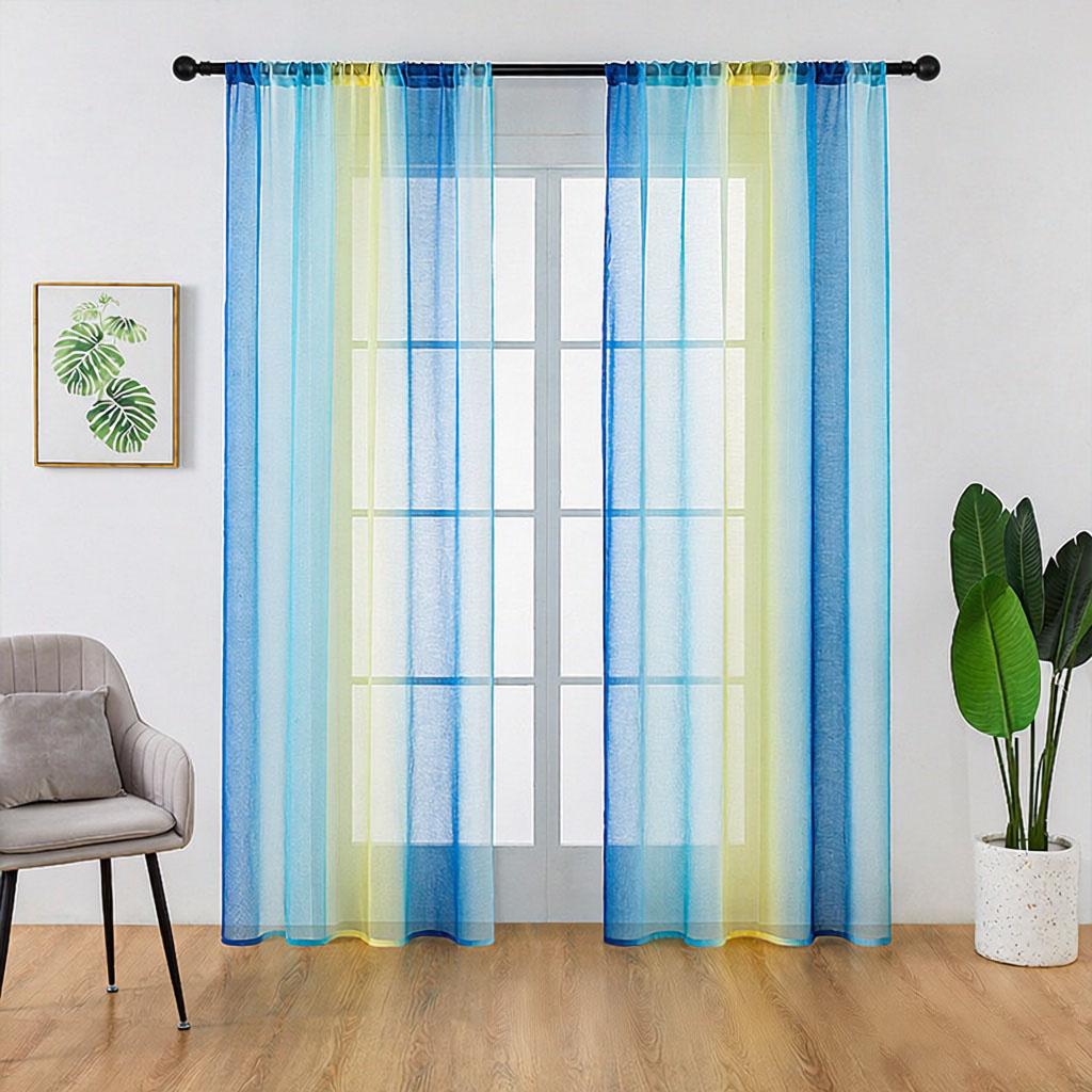 Rainbow Sheer Curtains - Light Filtering Voile Scarf for Balcony, Bay Window, Living Room, Room Divider & Privacy
