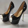 High-end Cross Dressing Sexy High Heels 19cm Patent Leather Thick Soled Shoes for Womens Evening Party Open Toe High Heels 35-45
