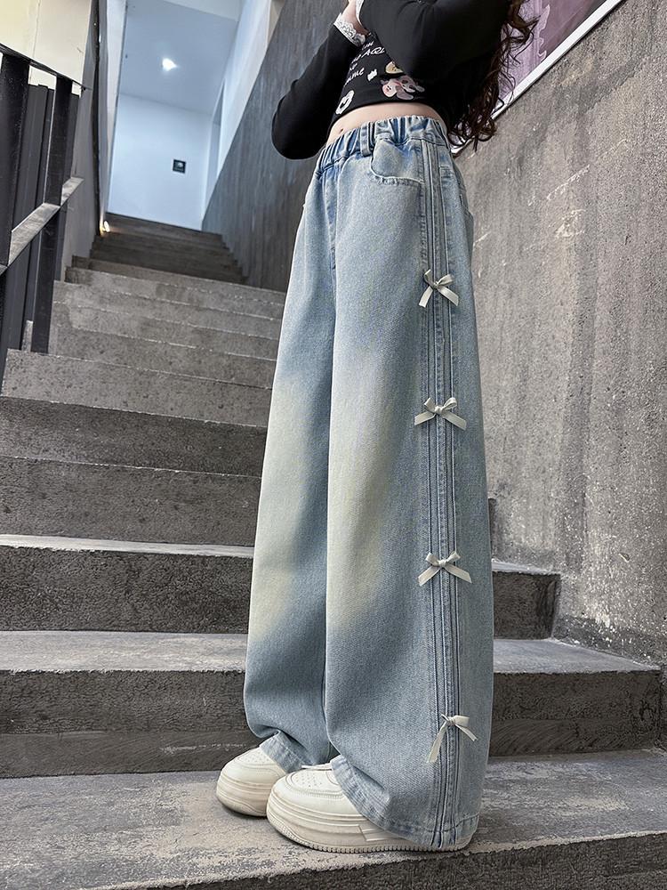 Samt-Jeans mit weitem Bein für Mädchen für Frühling & Herbst - Lässiger Stil für ältere Kinder