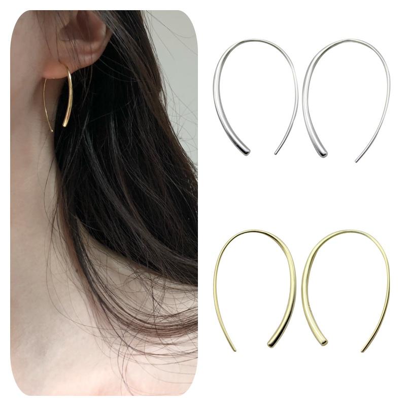S925 Silver Needle Large Hoop Earrings Hypoallergenic Geometric Design Silver And Gold