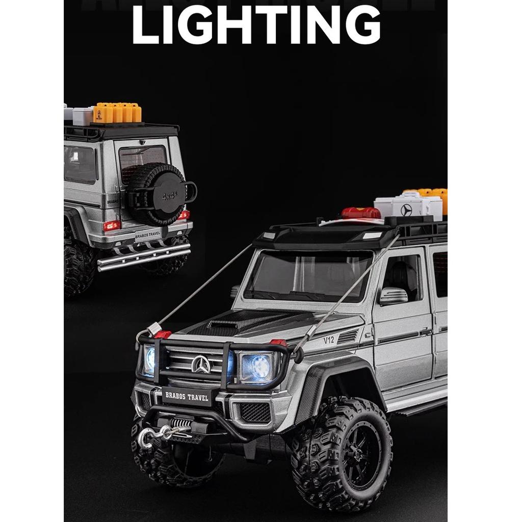 1/24 Scale Diecast Mercedes-Benz G550 4X4 Modified Version Off-road Car Sound and Light Pull Back Children's Toys Collection Gift Box