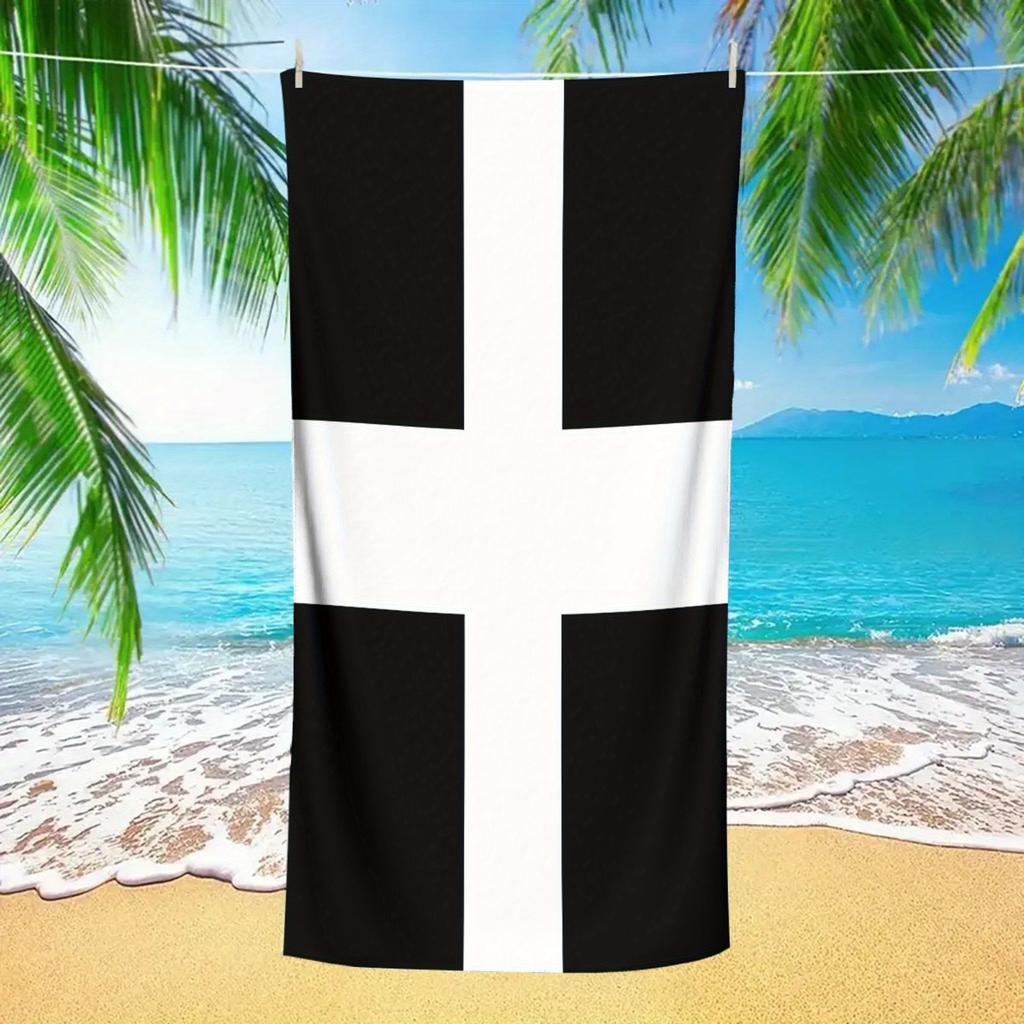 Cornwall Flag Beach Towel, Super Soft Coastal Design for Travel Pool Gym Spa Yoga