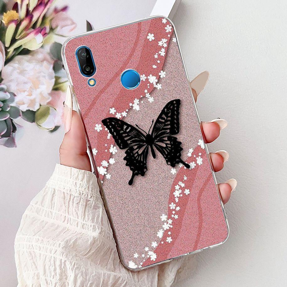 Für Huawei P20 Lite Hülle Beliebte Blume Schmetterling Weiche Klare Silikon Handy Rückseite für Huawei P20Lite Nova 3e ANE-LX1 Bumper