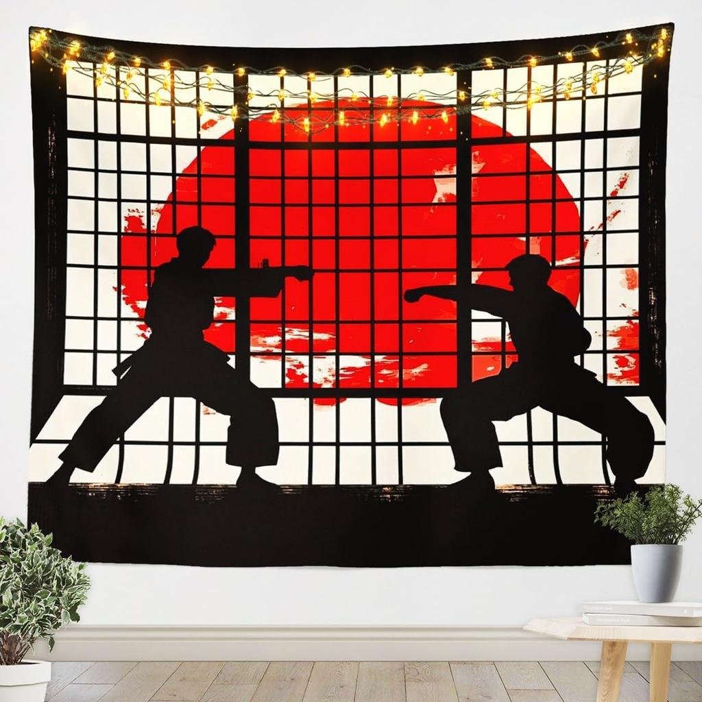 Japanese Girls Geisha Tapestry Large Kids Pink Cherry Blossoms Wall Hanging for Boys Teens Japanese Ukiyoe Wall Blanket Mount