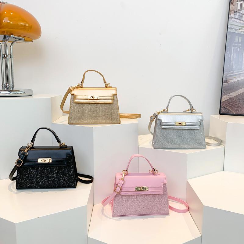 Sequin small bag women's 2025 autumn new high-end small square bag gold silk embroidery thread high-value shoulder messenger bag