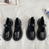 High heels women's autumn 2025 new round head thick heel versatile retro Japanese small leather shoes black Mary Jane shoes