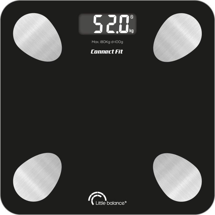 Pèse-personne - LITTLE BALANCE - 8685 - Kit duo connect fit - Piles - Impédancemètre + corde à sauté connecté - 190 kg/100 g - Noir