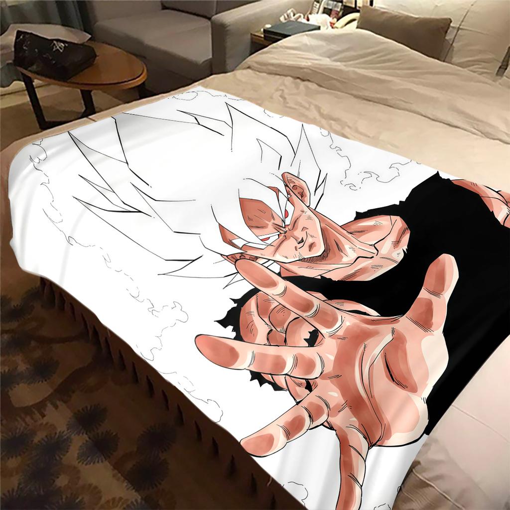 1 Stück Son Goku Druck Flanelldecke, Hohe Qualität für alle Jahreszeiten, Heimdekoration, Wärme und Komfort, Perfekt für Weihnachtsgeschenke