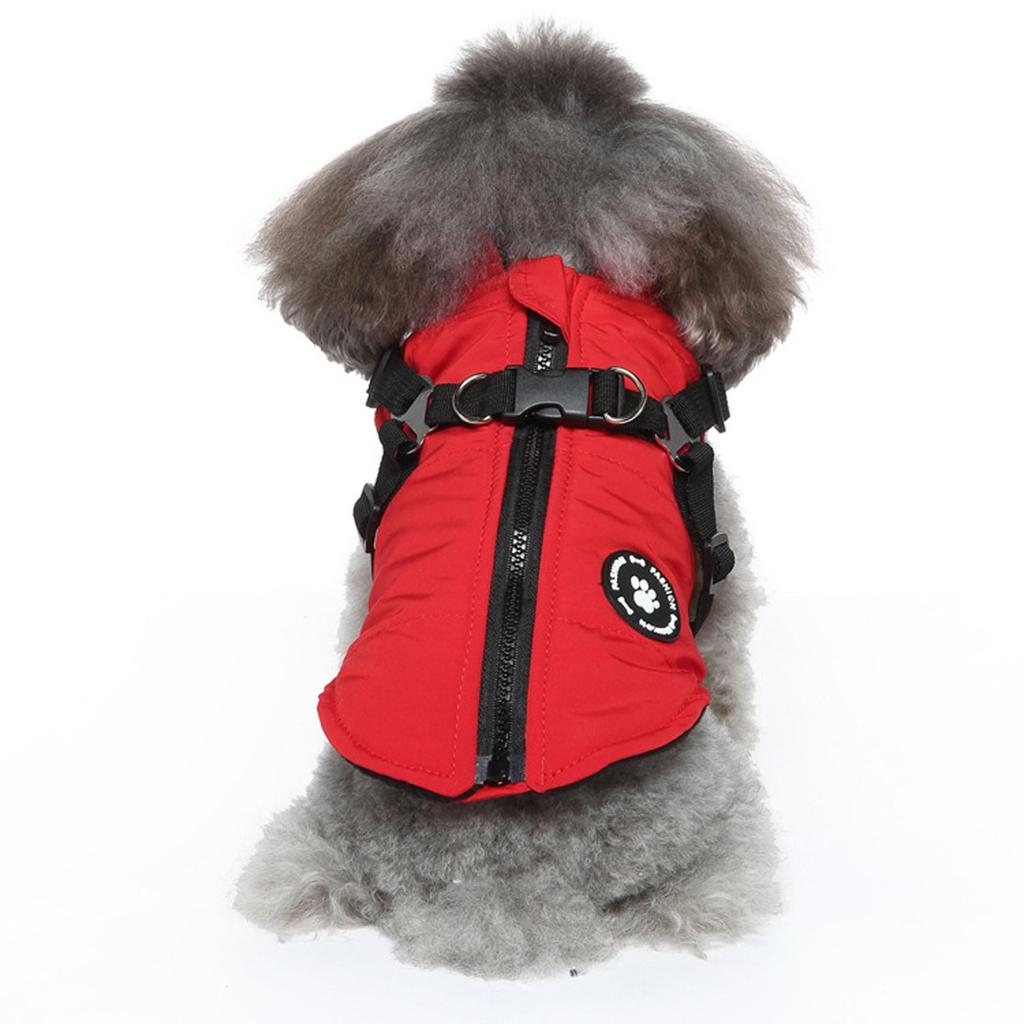 Winter Dog Vest With Integrated  No Pull Waterproof Warm Fleece Back Zipper For Small Medium Dog