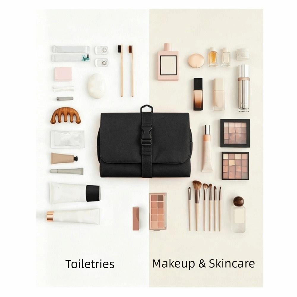 Multiple Pockets Detachable Toiletry Bag Large Capacity with Hanging Hook Hanging Makeup Bag Folding Cosmetics Bag for Home
