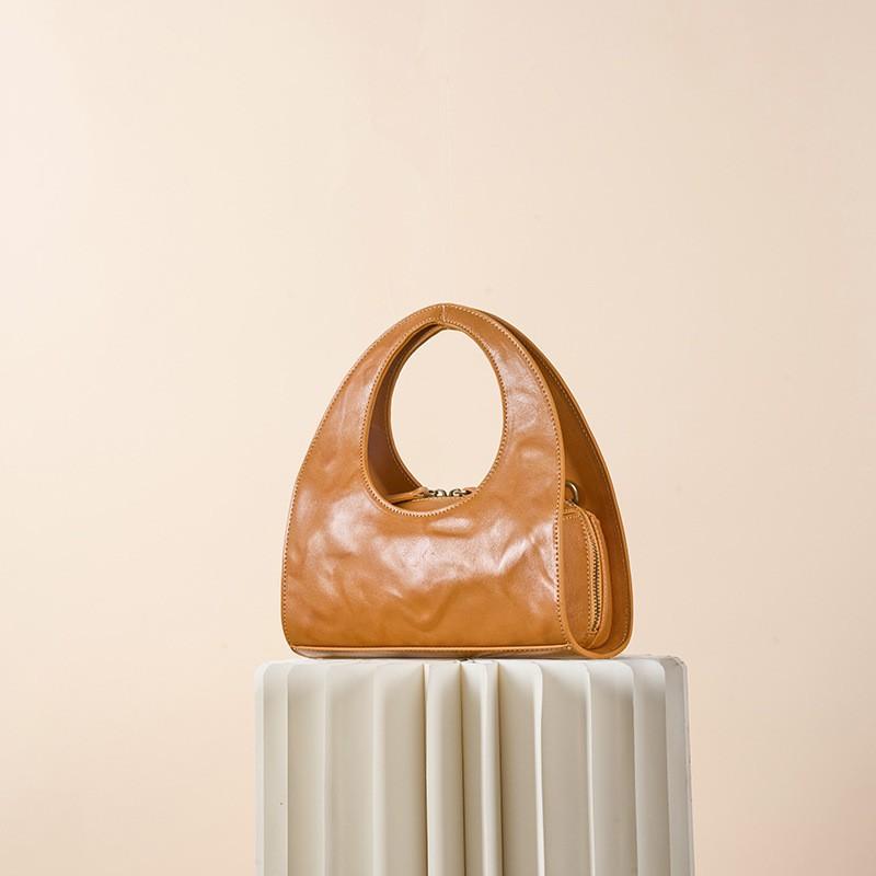 Retro Top Layer Vegetable Tanned Cowhide Leather Handbag Women Small Commuting Crossbody Shoulder Bag