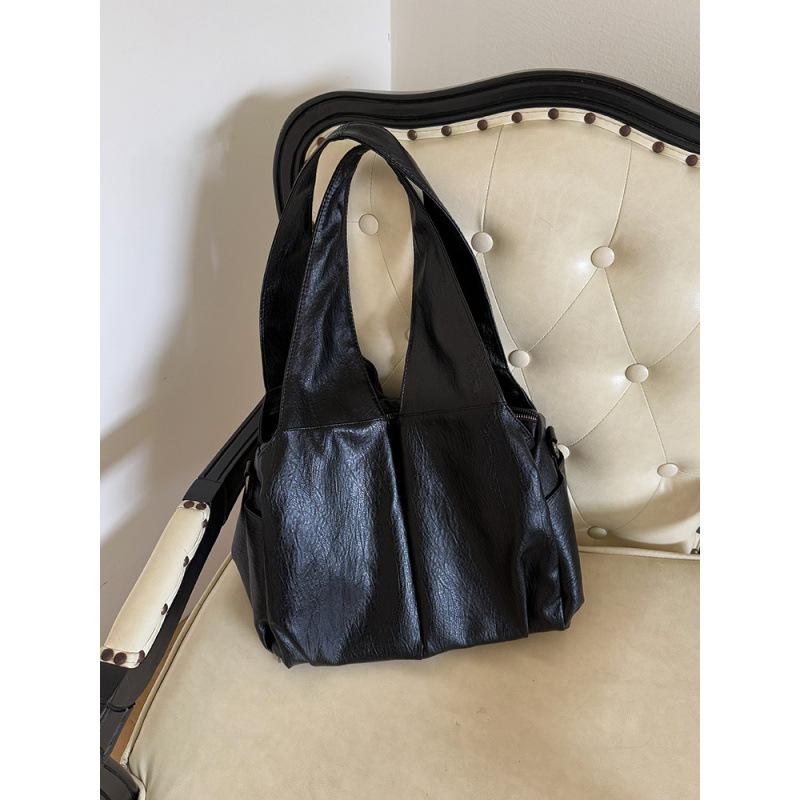 

Large capacity bag 2025 summer new shoulder bag soft surface casual retro tote bag messenger bag women чёрный