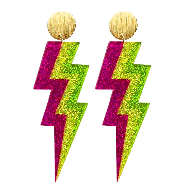 Fluorescent Shining Oil Gloss Magnetic Tape Retro Era Earrings Lightning Element Radio Women's Eye Catching Earrings Gift