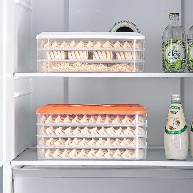 Space Saving Stackable Food Storage Containers 1-4 Layers Leakproof Sealed Dumpling Box for Kitchen Food Sorting