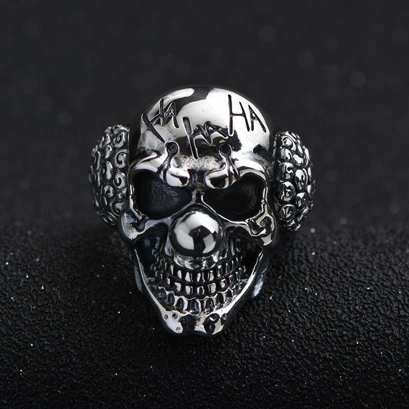 Retro Joker Skull Large Ring For Men Punk Gothic Rock Hiphop Open Ring Biker Accessories Handmade Designer Gift For Man