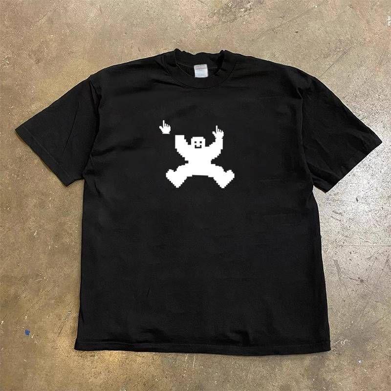 

Make Money for Charity 260G Heavy Weight Pure Cotton! Oversize Street Fashion Brand Short Sleeve T-shirt Ins Skateboard Loose Black M [260g Heavy weight pure cotton]]