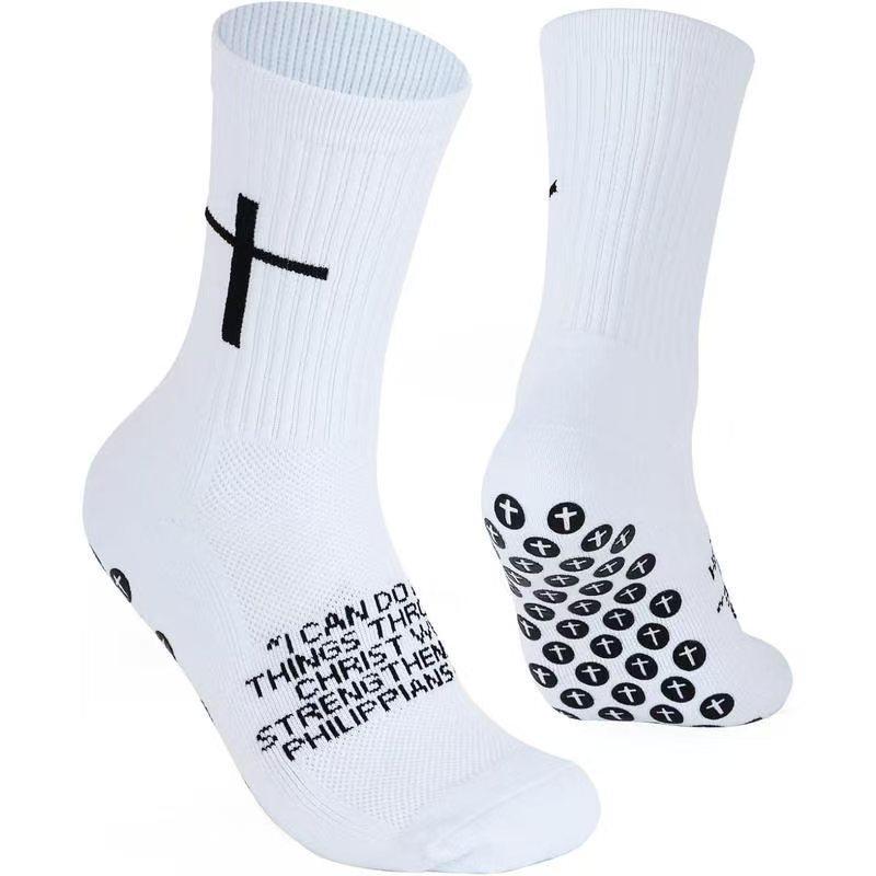 Mid-High Cut Anti-Slip Training Football Socks with Thick Towel Bottom and Breathable Design