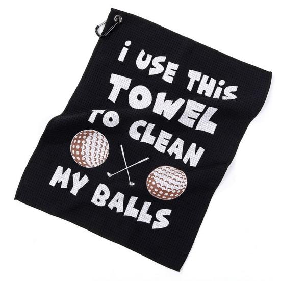 Golf Towel Microfiber Printed Funny Golf Ball Cleaning Towel with Clip for Golf