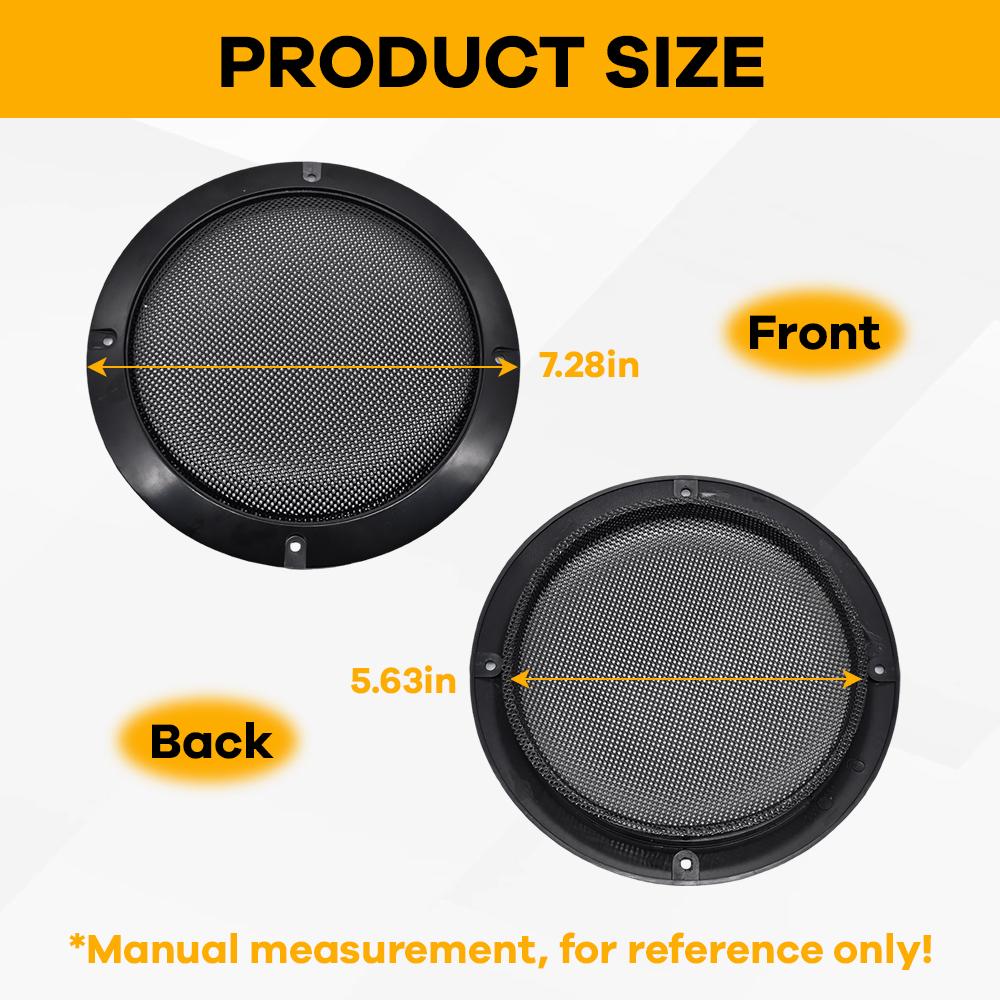 6.5" Car Speaker Subwoofer Guard Protector Speaker Grill Covers ABS Plastic Frame with Metal Mesh Black - 2Pcs