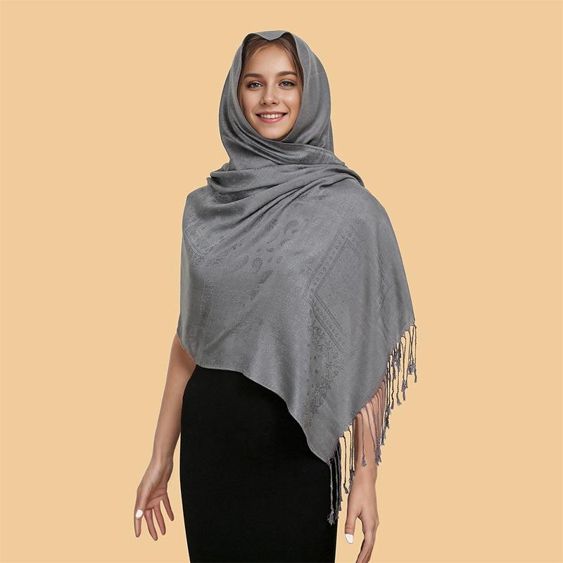 Autumn Winter New Luxury Cashmere Pashmina Shawl For Women Soft Warm Scarf Jacquard Tassel Printed Stole Wrap Elegant