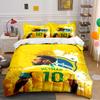 Conjunto de Roupa de Cama de Futebol Amarelo do Neymar Roupa de Cama Conjunto de Capa de Edredom Capa de Edredom Fronhas Decoração de Casa (1 * Capa de Edredom 2 * Fronhas, sem enchimento de edredom)