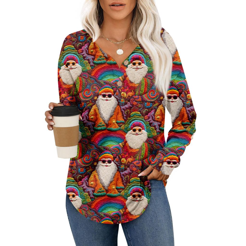 Women's Retro Printed Fashionable Long-sleeved Top