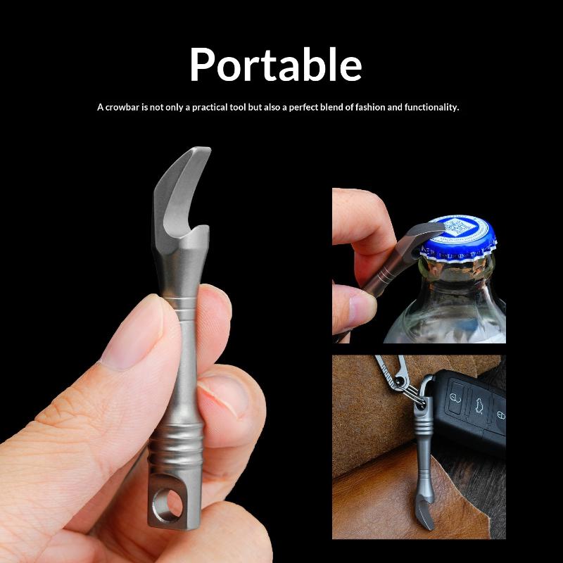 Alavanca de Liga de Titânio Abridor de Garrafa Mini Chaveiro EDC Multifuncional Ferramenta de Abertura para Entrega Expressa Barra de Alavanca Pingente de Colar