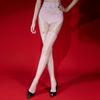 Sexy Women Lace Detachable Oil Glossy Shiny Pantyhose Hollow Out Bandage Maid Stockings With Garter Tight Double Use