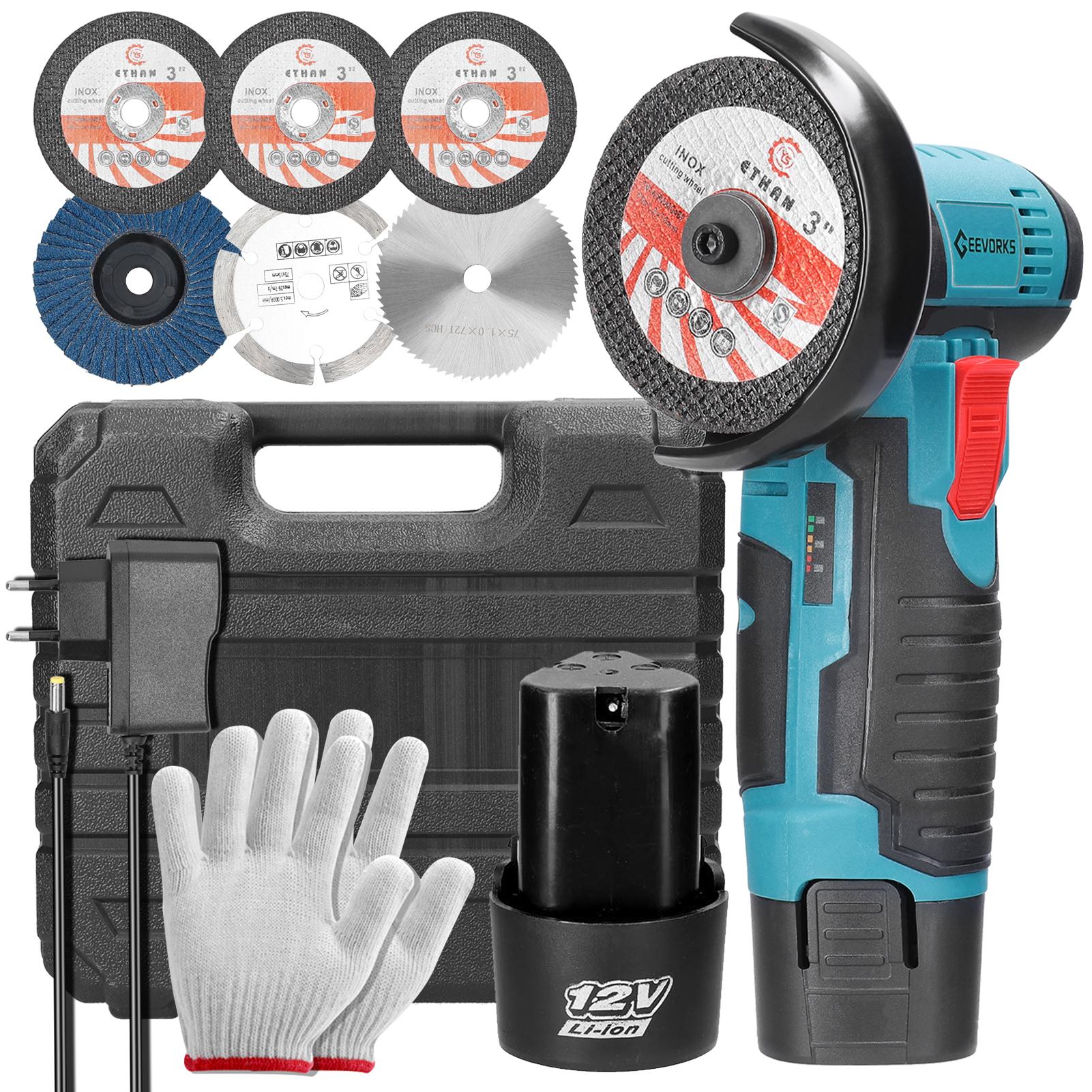 

Электрический шлифовальный инструмент 12 В, 19500 об/мин, многофункциональная угловая шлифовальная машина, ручной резак для резки EU Plug разноцветный