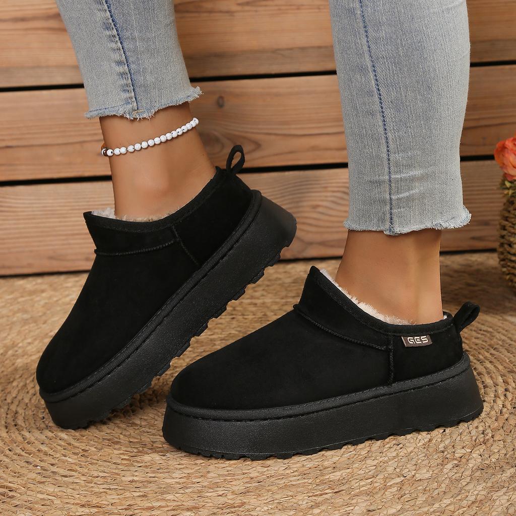 Women's Ankle Boots with Suede Upper and Short Plush Lining. Simple and Versatile Style. Suitable for Casual Wear Snow Boots.