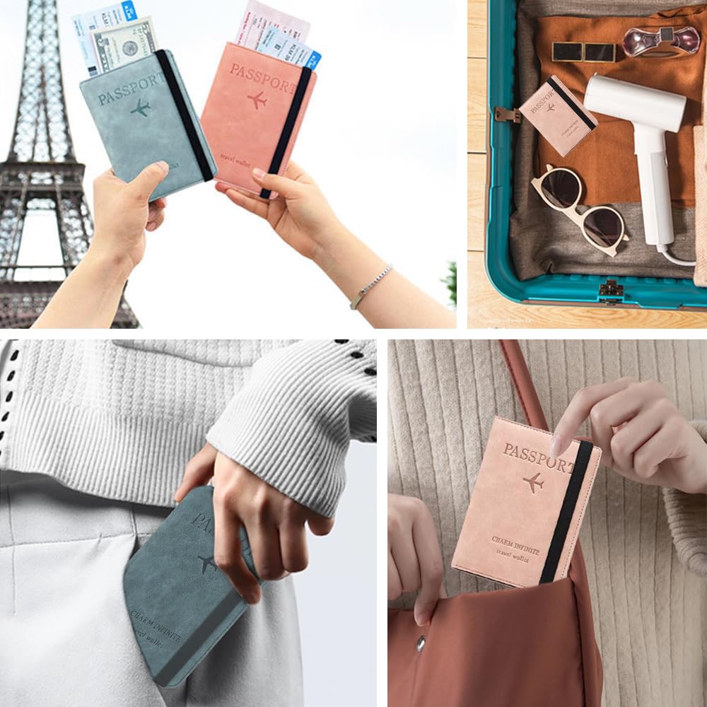Passport Skimming Multifunctional Storage Travel Card Domestic and International Travel Business Blue or Pink 15cm x Case, Prevention, Cover, Holder,
