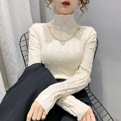 Autumn/winter Women's Turtleneck Sweater Slim Fit Stretch Knitted  Bottoming Shirt Long Sleeve Pullover Knit Top Bottom Sweater