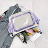 Clear Transparent Nylon Shoulder Bag for Women Fashionable Visible Panel Crossbody Purse Cute School Backpack CLE