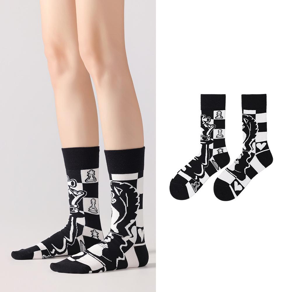 Unisex Trendy Cotton Mid-Calf Socks for Autumn/Winter - Sporty & Casual