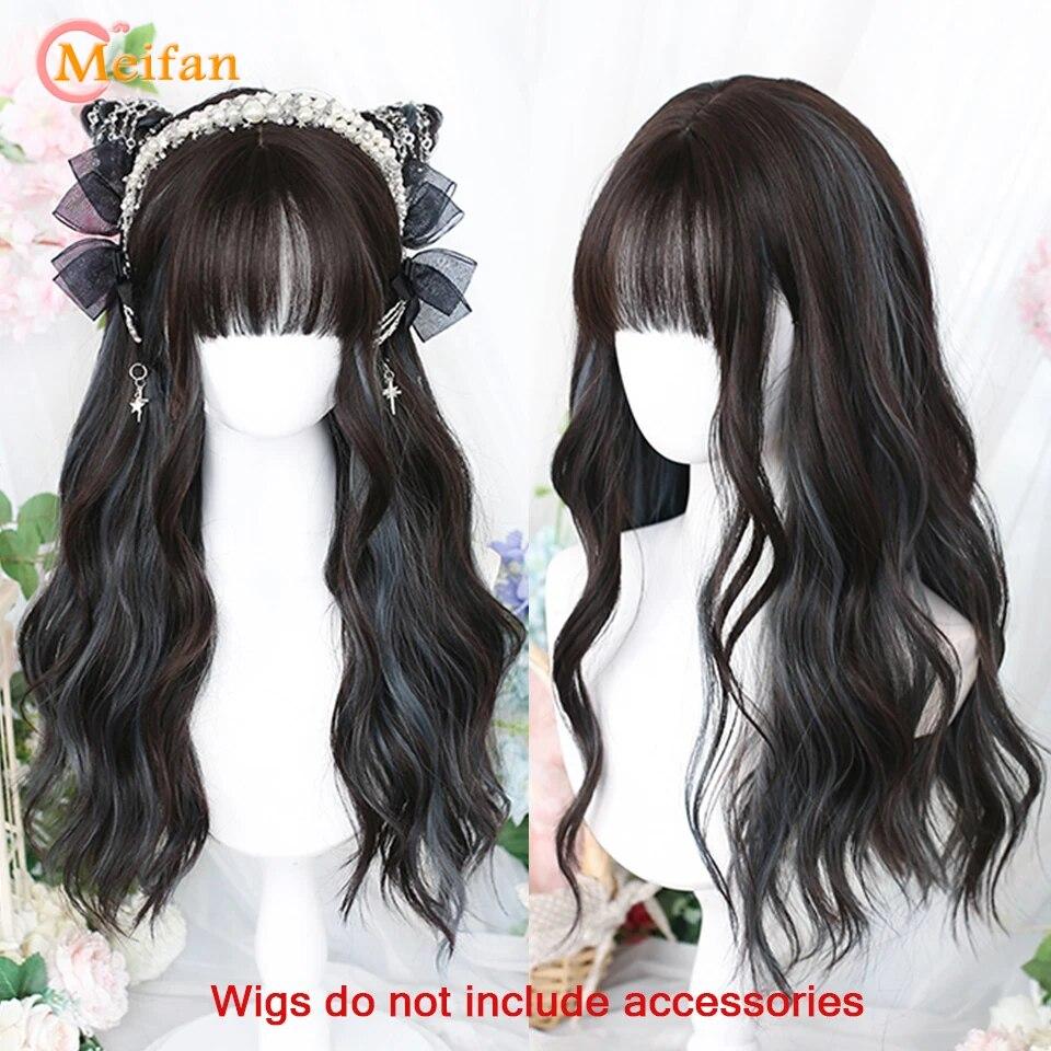 

Синтетический длинный омбре красочный парик Лолиты для косплея в стиле Харадзюку с челкой, натуральные волнистые парики для Хэллоуина, розовый, фиолетовый, синий, повседневные 21