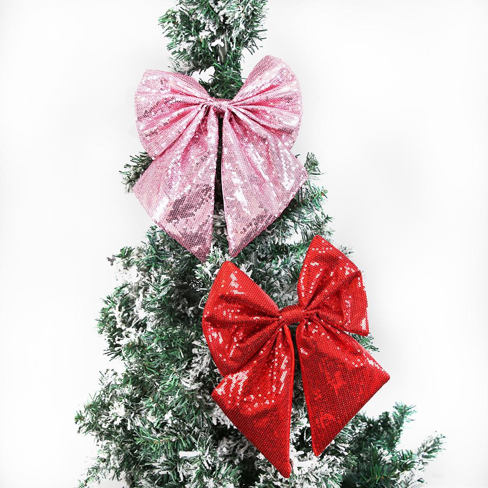Holiday Sparkling Bow Sequin Pearl Cotton Bow Christmas Tree Set Decoration