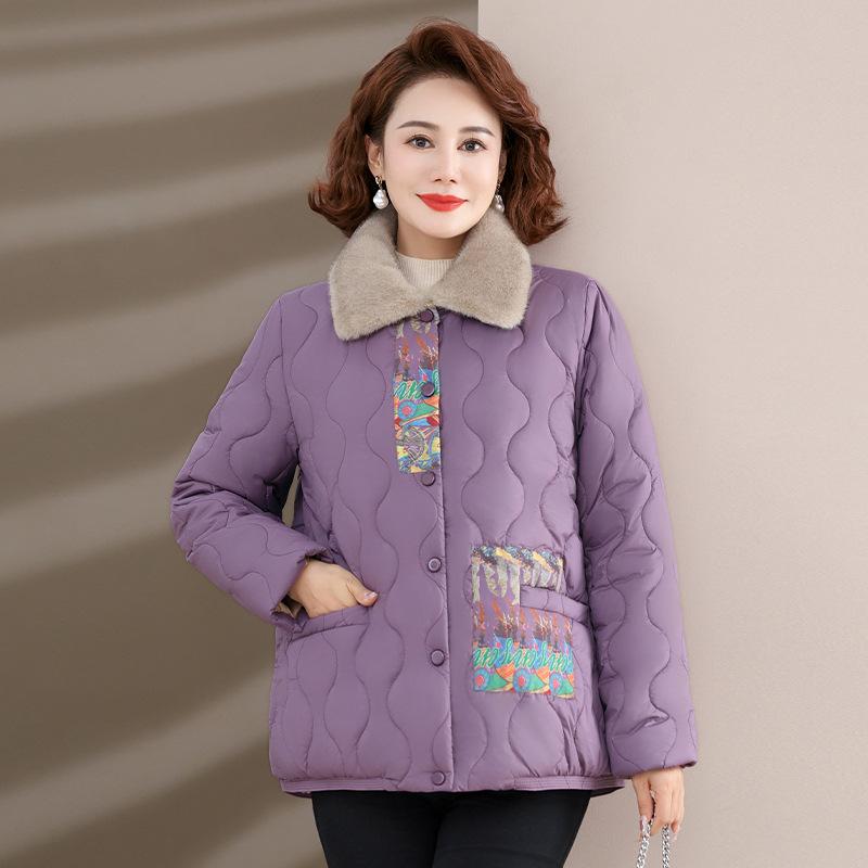 

Зимняя пуховая хлопковая одежда, набитые и утолщенные женские хлопковые куртки, короткие ветрозащитные и теплые куртки 5XL [recommended 150-80kg] фиолетовый