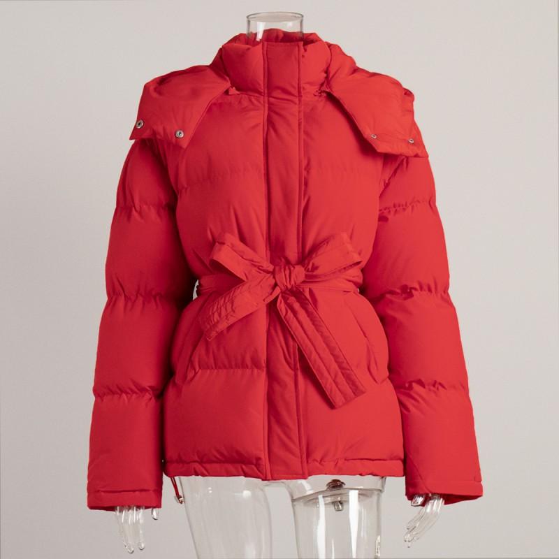 Womens Hooded Cotton Jacket Warm Thick Zip-up Puffer Coat Casual Winter Outwear