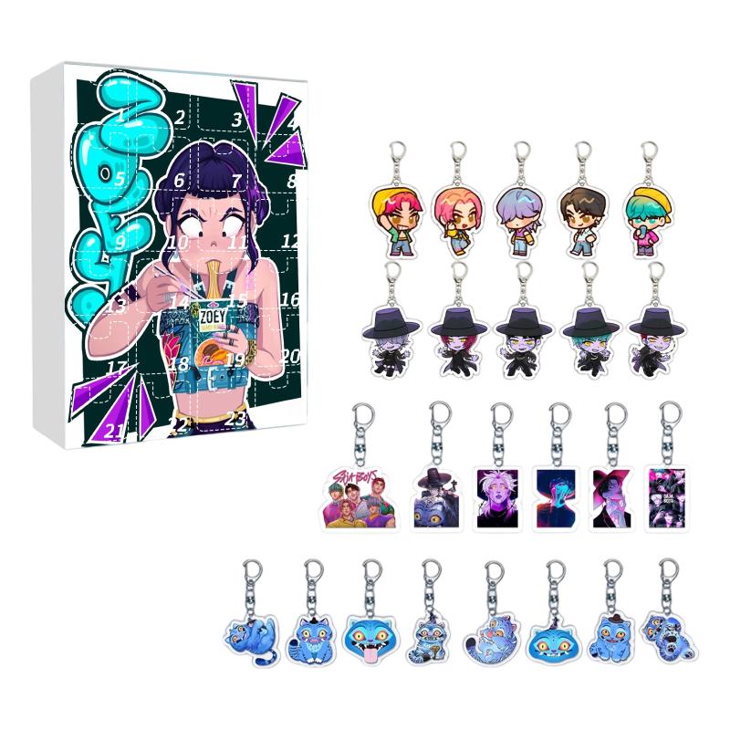 Kpop Caçadores de Demônios Caixa Surpresa Caixa Misteriosa 24 Dias Contagem Regressiva de Natal Calendário do Advento Chaveiro Pingente de Bolsa Presente de Festival