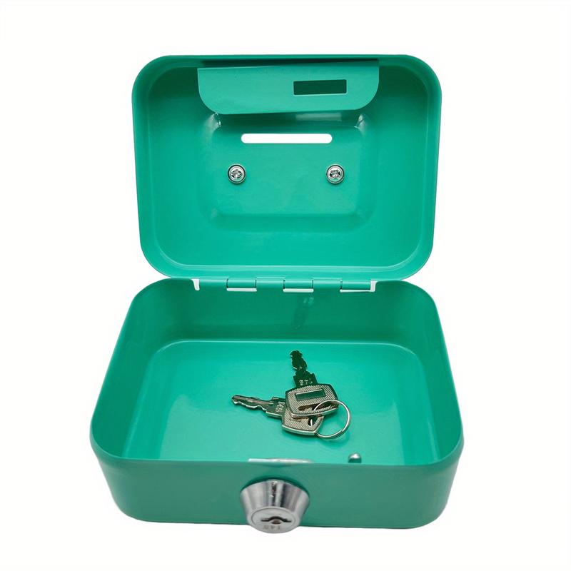 Steel Cash Box with Key Lock, Metal Small Money Organizer with Money Tray, Cash Storage Box with Lockable Cover