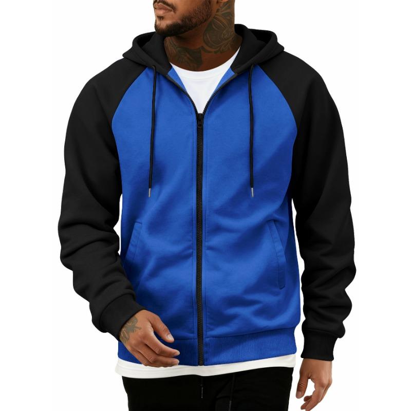 Mens Raglan Sleeve Zip Up Hoodie Sweatshirt S синий