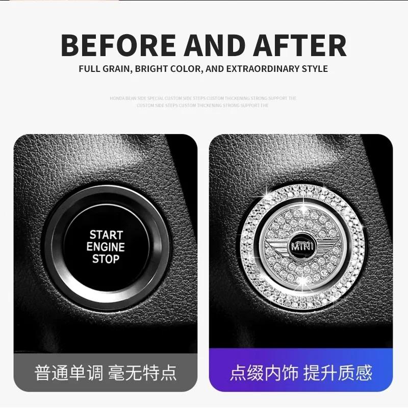 Car One-Click Start Stop Engine Rhinestone Ring Circle Trims Protective Cover For Mini Cooper R50 R52 R53 R55 R56 R57 R58 R59 Fpvcm00