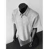 Men's Minimalist Grey Paneled Collared Knit Short Sleeve