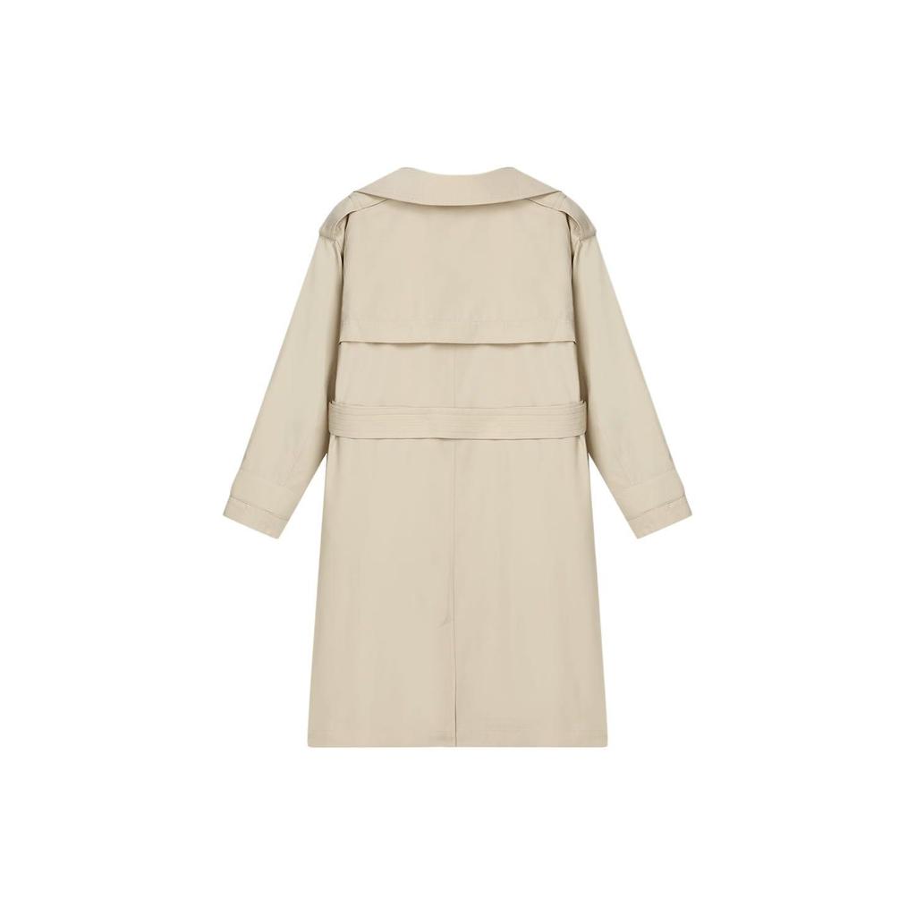 Fila Solid Color Polo Collar Casual Woven Mid-Length Coat Women Coats Stone Khaki F11W415708F-LK