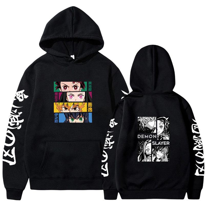 Japan cartoon comics Demon Slayer Fashion Anime Print Hoodie Loose Fit Casual Sweatshirt 0069