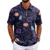Men's Halloween Printed Short Sleeve Shirt for Holiday Party Costume