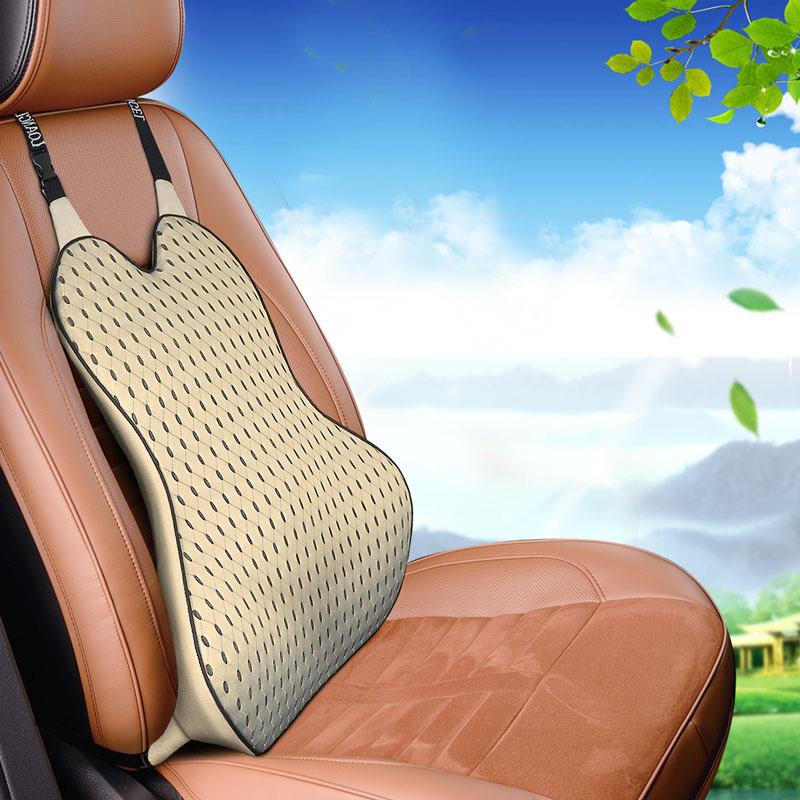 Car Memory Foam Seat Protector Cushion with Belt Auto Cotton Mesh Lumbar Support Pillow for Driving Soft Back Pain Office