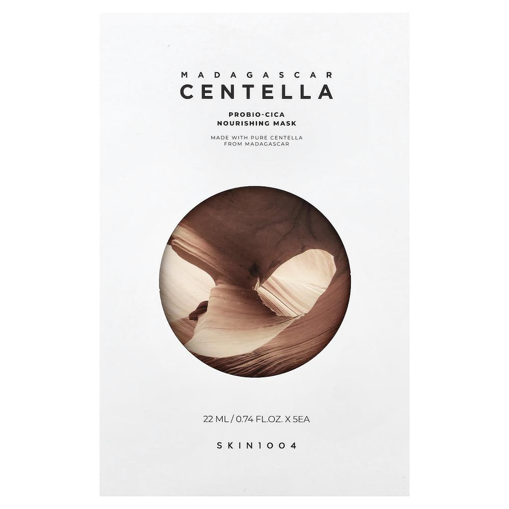 Skin1004 Madagascar Centella Asiatica, Probio-Cica Nourishing Beauty Mask, 5 Sheets, 22ml (0.74 Fl Oz) Each