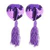 Heart-Shaped Sequined Nipple Covers with Tassels - Silicone Pasties Lingerie Accessories